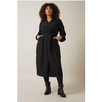 Evans Women's Crepe Shirt Dress in Black | Size: 16