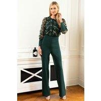 Hot Squash Women's Ponte Jumpsuit with Blouson Sleeves in Green | Size: 12