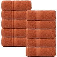 OHS 10 Pack of 100% Cotton Bathroom Hand Towel in Burnt Orange