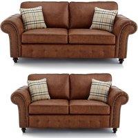 Oakland 3 and 2 Seater Chesterfield Leather Air Charcoal Grey or Tan