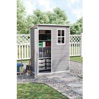 H&O Direct Plastic Outdoor Garden Storage Tool Shed in Grey