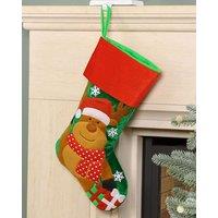 Dibor Set of 4 Velvet Reindeer Xmas Tree Decoration Christmas Gift Bag Stocking in Red | Size: 4 Pack
