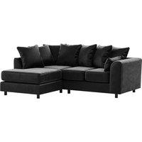 Furnishings For Less UK Brooklyn Plush Velvet 3 to 4 Seater L Shaped Corner Sofa Left Hand Facing in Black