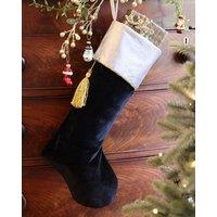 Dibor Set of 4 Black Kensington Velvet Xmas Tree Decor Christmas Gift Bag Stocking | Size: 4 Pack