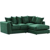 Furnishings For Less UK Brooklyn Plush Velvet 3 to 4 Seater L Shaped Corner Sofa Right Hand Facing in Green