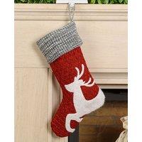 Dibor Set of 4 Red Sweater Knit Reindeer Xmas Gift Christmas Stocking | Size: 4 Pack