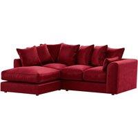 Furnishings For Less UK Brooklyn Plush Velvet 3 to 4 Seater L Shaped Corner Sofa Left Hand Facing in Red