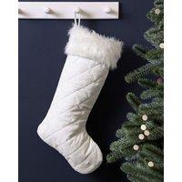 Dibor Set of 4 Faux Fur Cuff White Quilted Xmas Tree Decoration Christmas Gift Bag | Size: 4 Pack