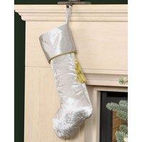 Dibor Set of 4 Silver Kensington Velvet Xmas Gift Decoration Christmas Stocking | Size: 4 Pack