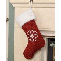 Dibor Set of 4 Red Sweater Knit Snowflake Xmas Gift Christmas Stocking | Size: 4 Pack