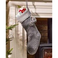 Dibor Set of 4 Grey Chunky Knit Pom Pom Xmas Gift Christmas Stocking | Size: 4 Pack