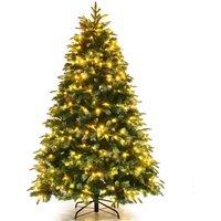 Costway 6FT Pre-Lit Artificial Christmas Tree Snowy Xmas Tree 350 LED 11 Lighting Modes in Green