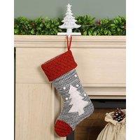 Dibor Set of 4 Grey Sweater Knit Tree Xmas Gift Decoration Christmas Stocking | Size: 4 Pack