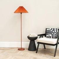 ValueLights Akira Pleated Shade Slim Floor Lamp in Burnt Orange