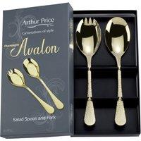 Arthur Price 'Champagne Avalon' Pair Salad Servers Stainless Steel Gift Boxed Cutlery Set in Gold