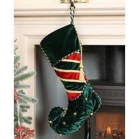 Dibor Set of 4 Green Jingle Bell Velvet Xmas Tree Decoration Christmas Gift Bag | Size: 4 Pack