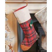 Dibor Set of 4 Red Tartan Patchwork Xmas Gift Christmas Stocking | Size: 4 Pack