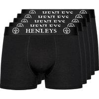 Henleys Men's McBlacken Boxers 5 Pack in Black | Size: Large