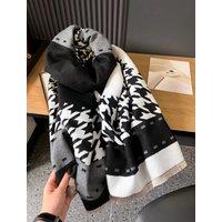 Lemon Daisy Accessories Women's Houndstooth Wrap Scarf Shawl in Black
