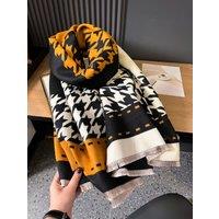 Lemon Daisy Accessories Women's Houndstooth Wrap Scarf Shawl in Brown