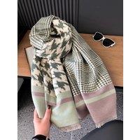 Lemon Daisy Accessories Women's Houndstooth Wrap Scarf Shawl in Green