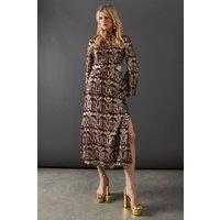 Animal Metallic Jacquard Midi Dress