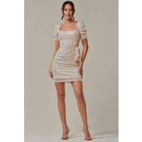 Jolie Moi Women's Sequin Square Neck Pencil Dress in Cream | Size: 12