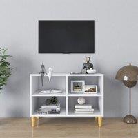 Berkfield Home TV Cabinet with Solid Wood Legs White 69.5x30x50 cm