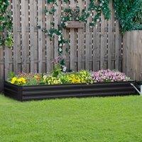 OUTSUNNY Galvanised Raised Garden Bed Metal Planter Box with Open Bottom in Grey