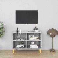 Berkfield Home TV Cabinet with Solid Wood Legs Grey Sonoma 69.5x30x50 cm
