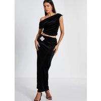 Quiz Women's Black Velvet Corsage Maxi Skirt | Size: 12