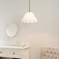 ValueLights Florie Natural Linen Small Tapered Lamp Shade with Scallop Pastel Trim in Pink
