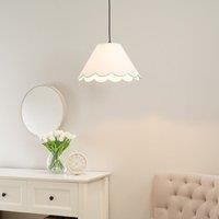 ValueLights Florie Natural Linen Small Tapered Lamp Shade with Scallop Pastel Trim in Green
