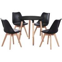 Life Interiors 'Lorenzo' Round Dining Set with a Table & Dining Chair Set of 4 in Black