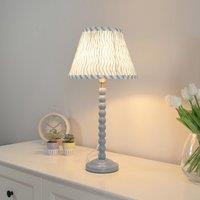 ValueLights Bobbins Powder Blue Table Lamp with Tapered Fabric Pleasted Shade & LED Bulb in Pale Blue