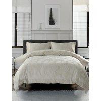 The Lyndon Company Opulent Jacquard Cotton Rich Bedlinen Duvet set in White | Size: Double