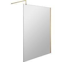 Balterley 8mm Wetroom Screen & Support Bar: 1200mm x 1850mm, Brushed Brass in Metallics