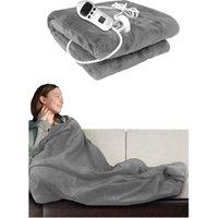 Ezysleep Cosy Heated Over Throw Fleece Blanket With Adjustable Control in Silver