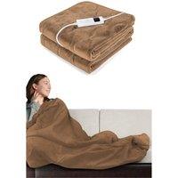 Ezysleep Cosy Heated Over Throw Fleece Blanket With Adjustable Control in Natural