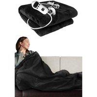 Ezysleep Cosy Heated Over Throw Fleece Blanket With Adjustable Control in Black