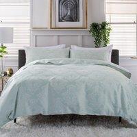 The Lyndon Company Versailles Luxury Jacquard Duvet Cover Bedding Set - Classic Damask Design - Cotton Blend in Duck Egg Blue | Size: Single