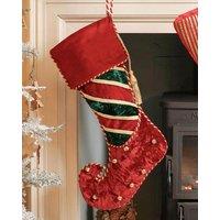 Dibor Set of 4 Red Jingle Bell Velvet Xmas Gift Decoration Christmas Stocking | Size: 4 Pack