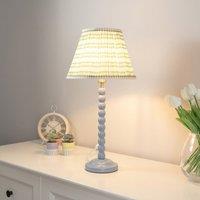 ValueLights Bobbins Powder Blue Table Lamp with Tapered Fabric Pleasted Lamp Shade in Pale Blue