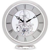 Acctim Millenden Mantel Clock Quartz Polished Metal Floating Effect Glass Front in Silver