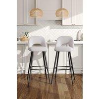 2Pcs Teddy Velvet Upholstered Breakfast Bar Stool Dining Chairs