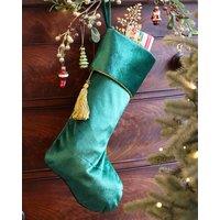 Dibor Set of 4 Green Kensington Velvet Xmas Gift Dcor Christmas Stocking | Size: 4 Pack
