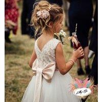 Lilly + Bo Girl's Maryanne in Pale Gold + Ivory White Skirt - Flower Girl Dress | Size: 7-8 Years