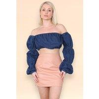 ELAINA FASHION Women's Nude Mini Skirt PU Faux Leather Pencil Bodycon | Size: 4