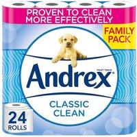 Andrex Toilet Rolls x144 Classic Clean Fragrance-Free 2 Ply Toilet Paper Rolls in White