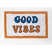 Homescapes Orange Good Vibes Bath Mat 100% Cotton, 50 x 80 cm